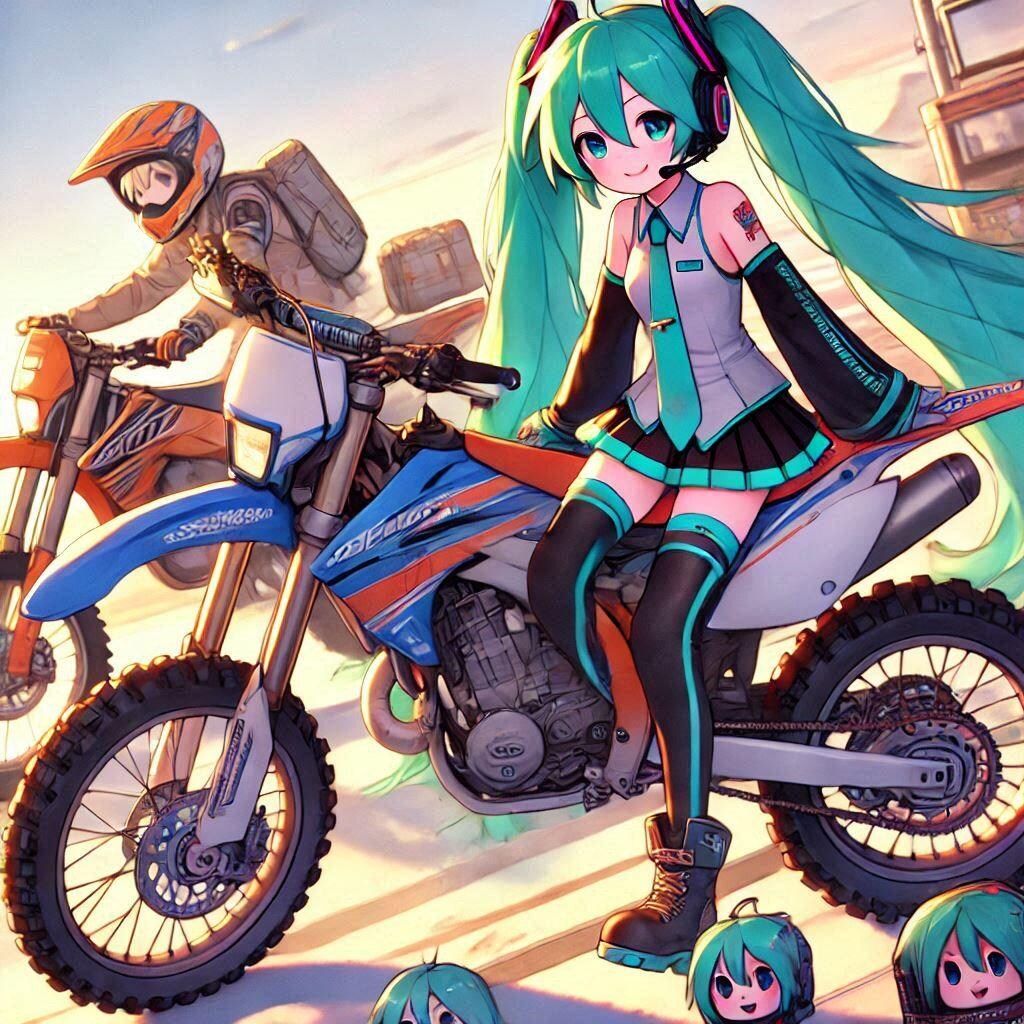 初音ミクとオフロードバイク