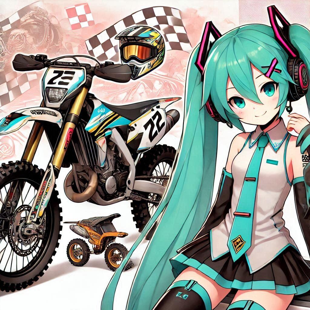 初音ミクとオフロードバイク