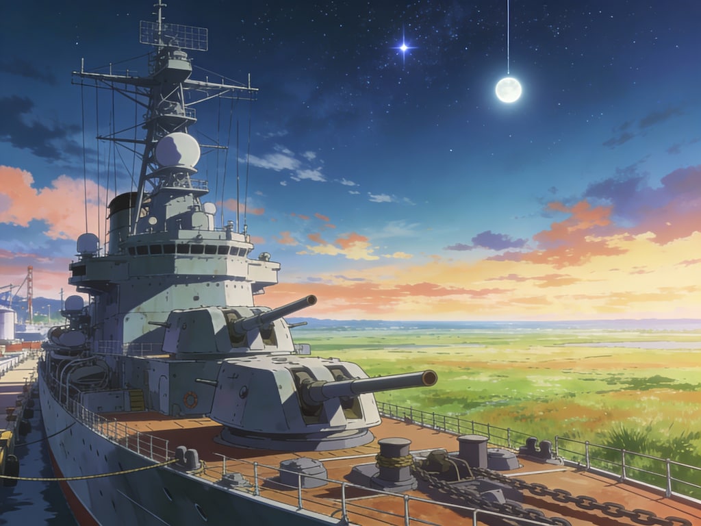 Seedream:4.5   軍艦と星空