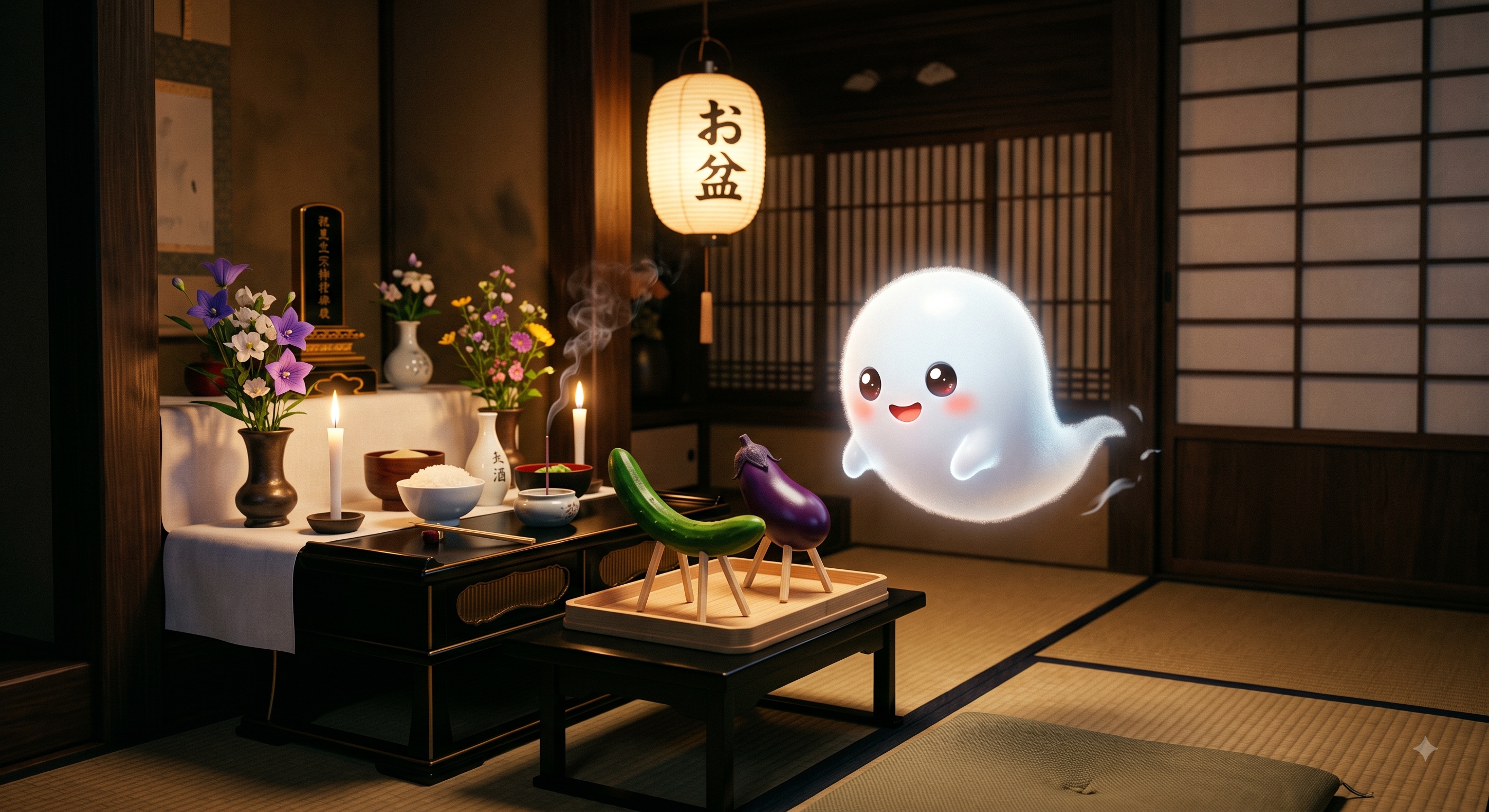 精霊馬と精霊牛とお化けさん | の人気AIイラスト・グラビア
