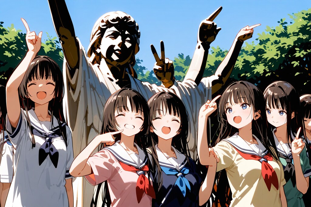 修学旅行とファンキーな像