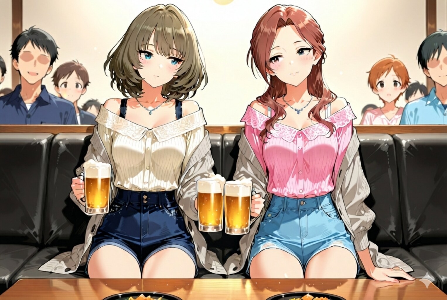 「あら、楓さん・・・両手にビールジョッキなんて凄いわね。」 | の人気AIイラスト・グラビア