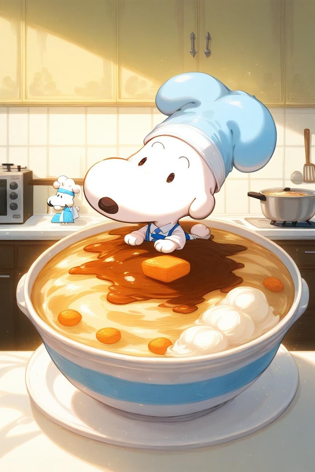 【レストラン】クリームシチューを作ったはずが別の物になり困惑するイヌーピーさん＋おまけ1枚