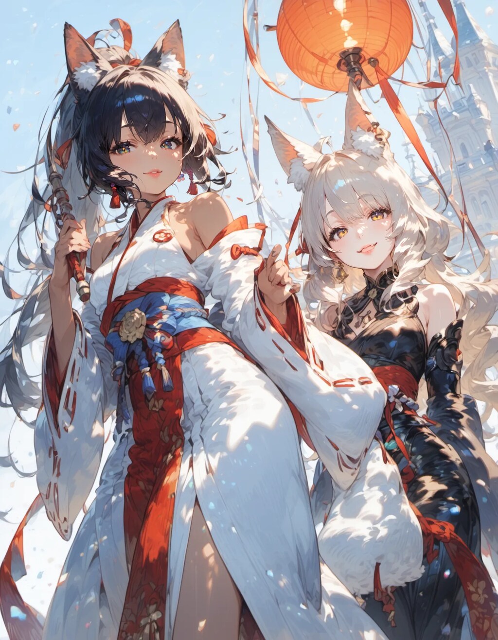Fox Spirits Beneath the Lantern Sky