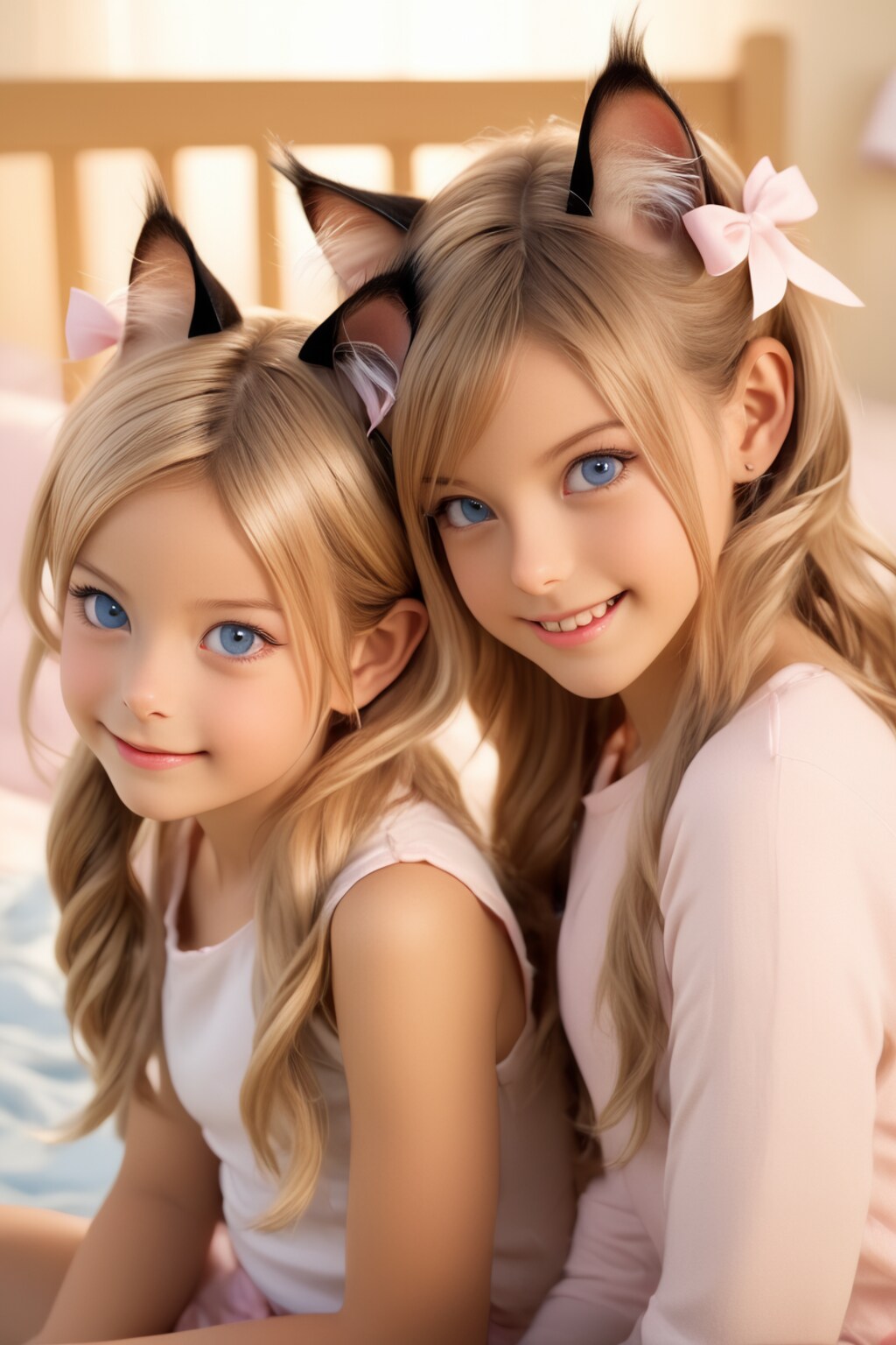 お昼寝から起きた金髪の猫耳 美少女姉妹「ふゎぁ、よく寝れたぁ」