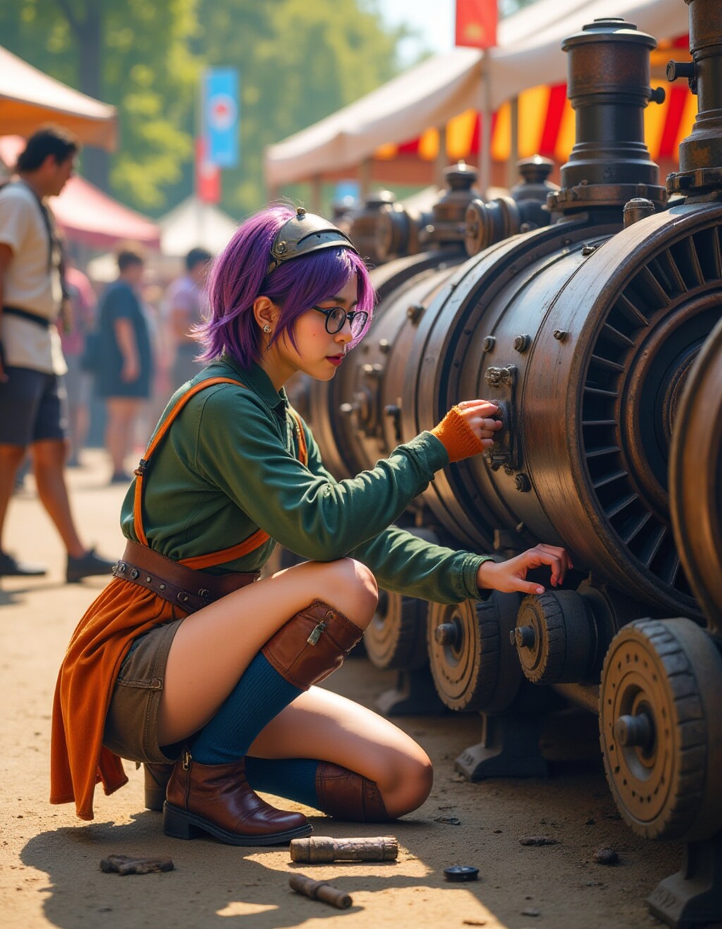 機械いじりをしているルッカ（クロノ・トリガー）