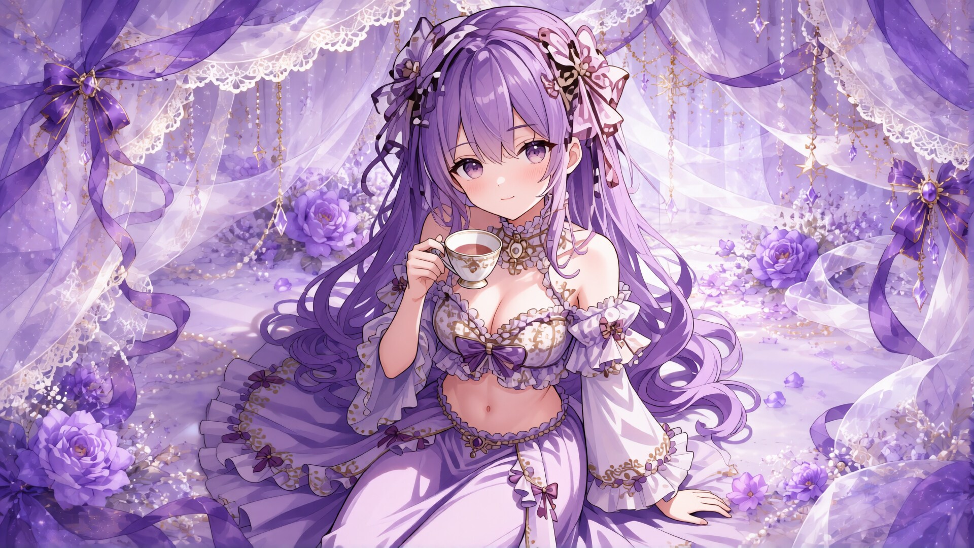 紫髪少女と水着　その1-1