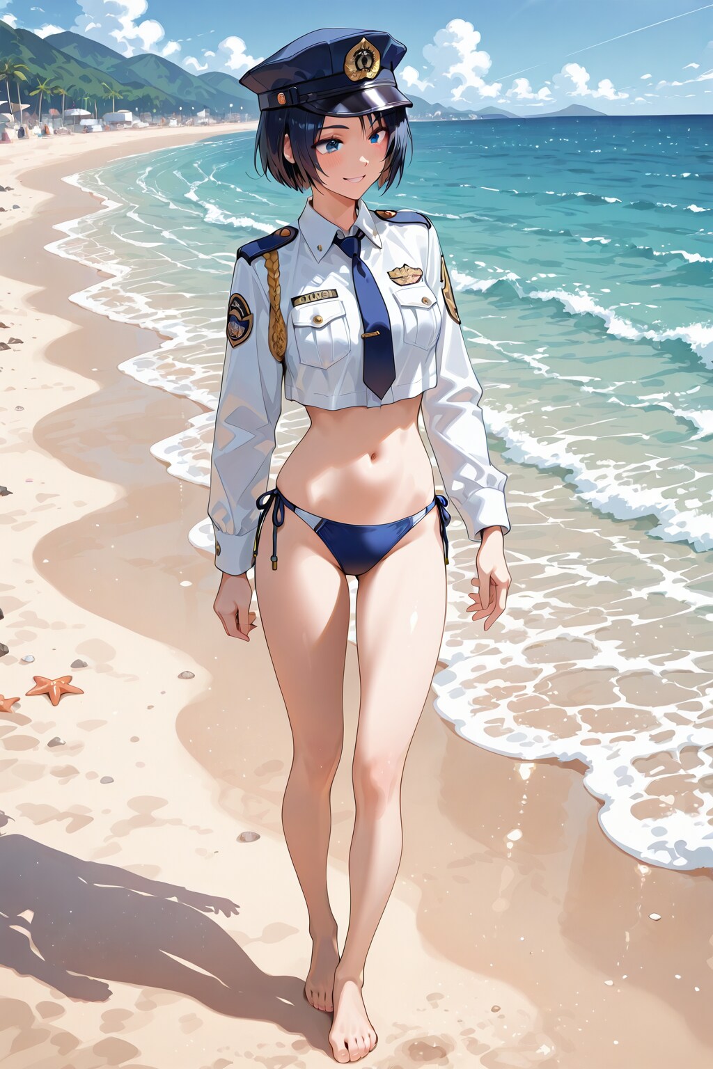 ネーブル婦警水浜晶菜のへそ出しビキニ
