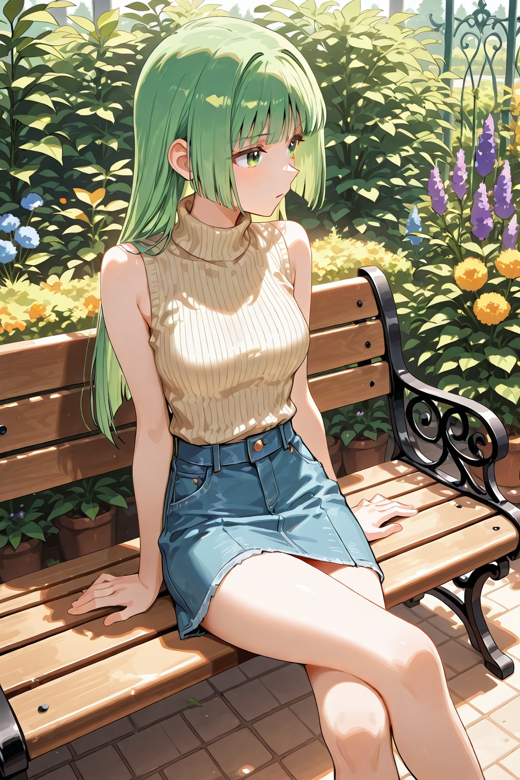 ベンチに座る少女