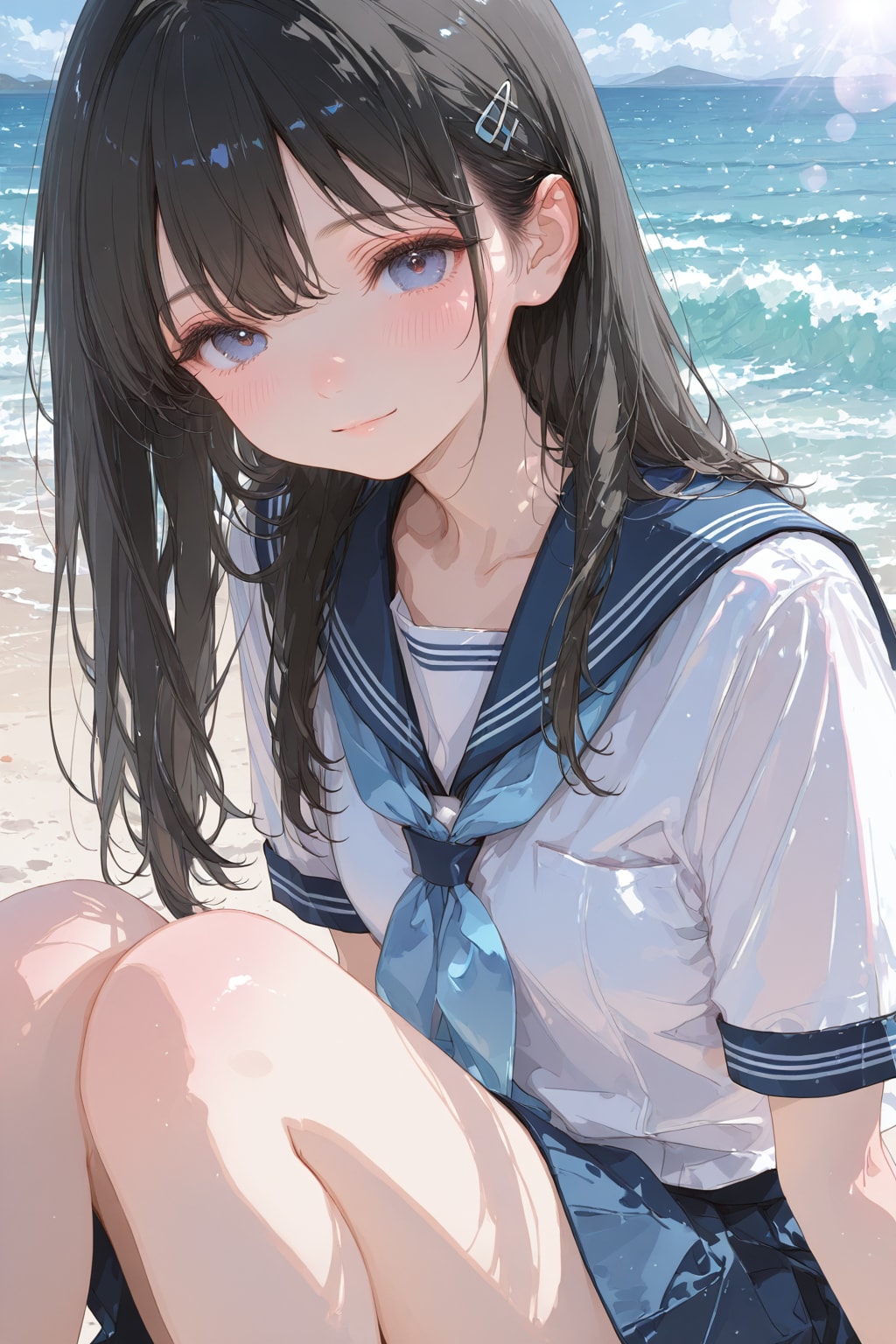 セーラー服と海(APRICOT)(6) | の人気AIイラスト・グラビア