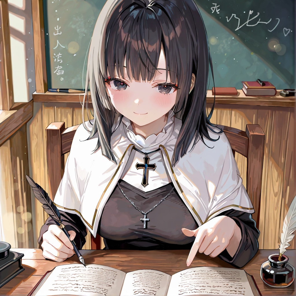 村の子供に勉強を教えるマリーさん