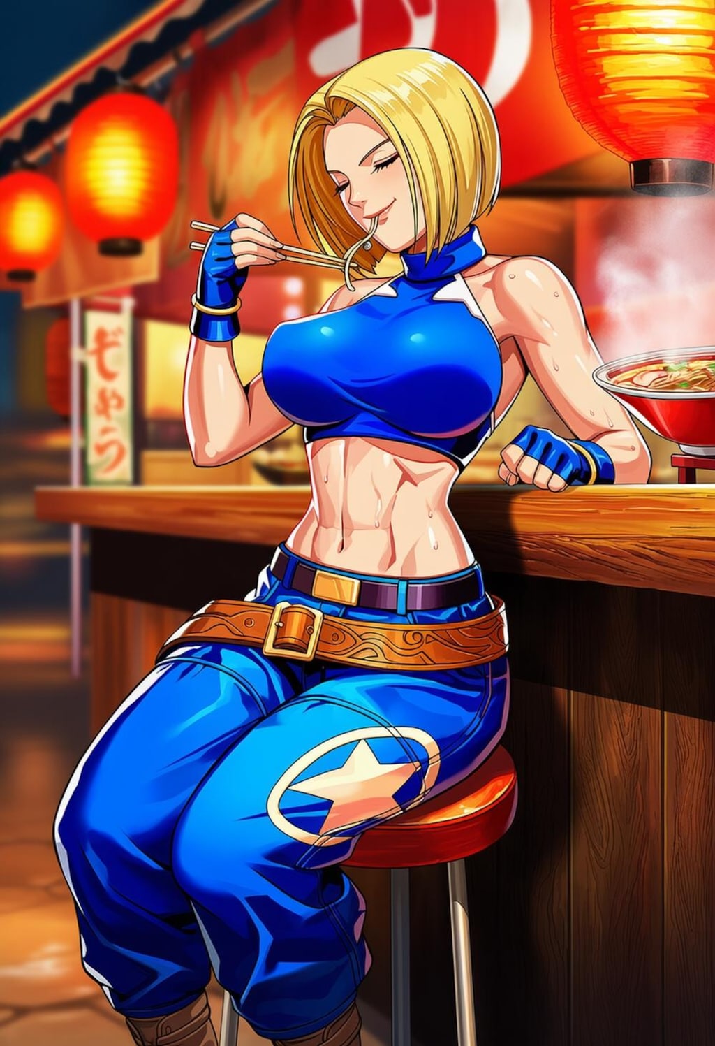 うどん食べる私服コスプレボブカット人妻