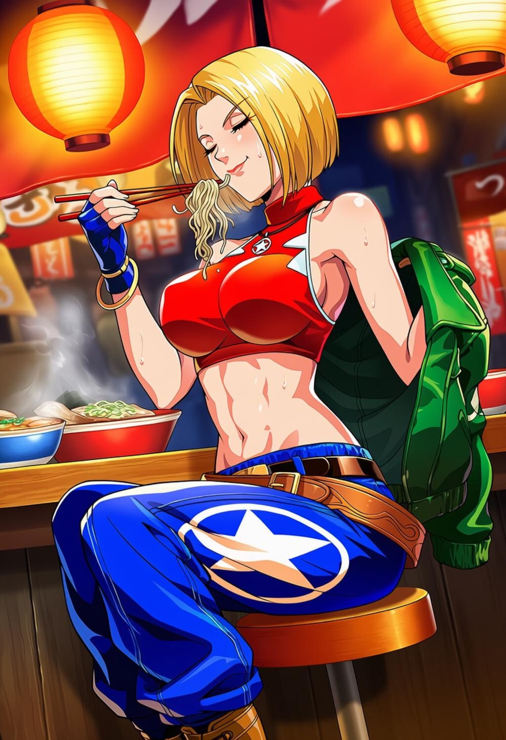 うどん食べる私服コスプレボブカット人妻