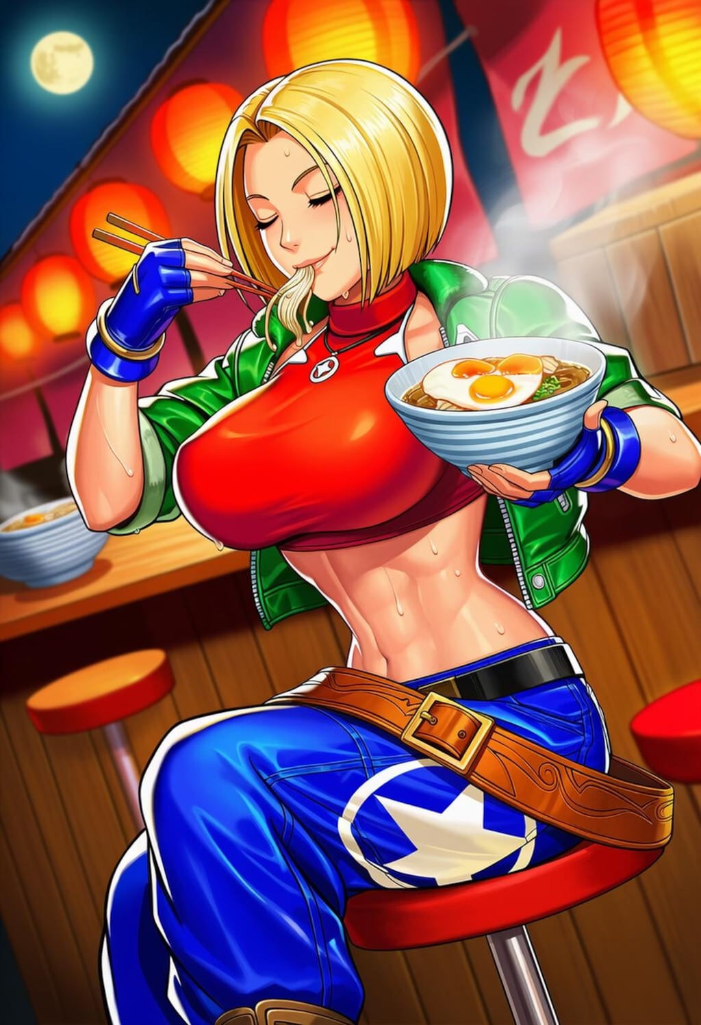 うどん食べる私服コスプレボブカット人妻
