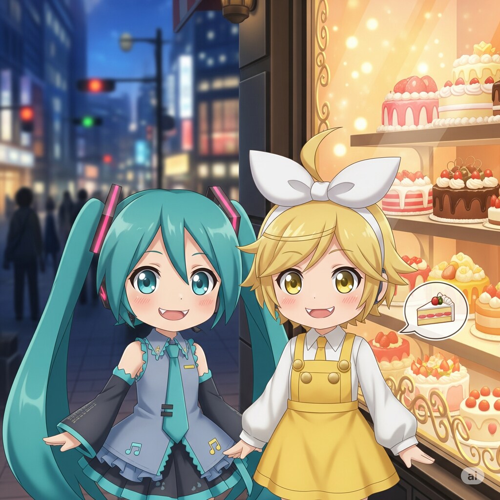 えっ⁉　ミクちゃんリンちゃんケーキ食べたいの？