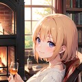 暖炉の前で読書で一杯 3枚目