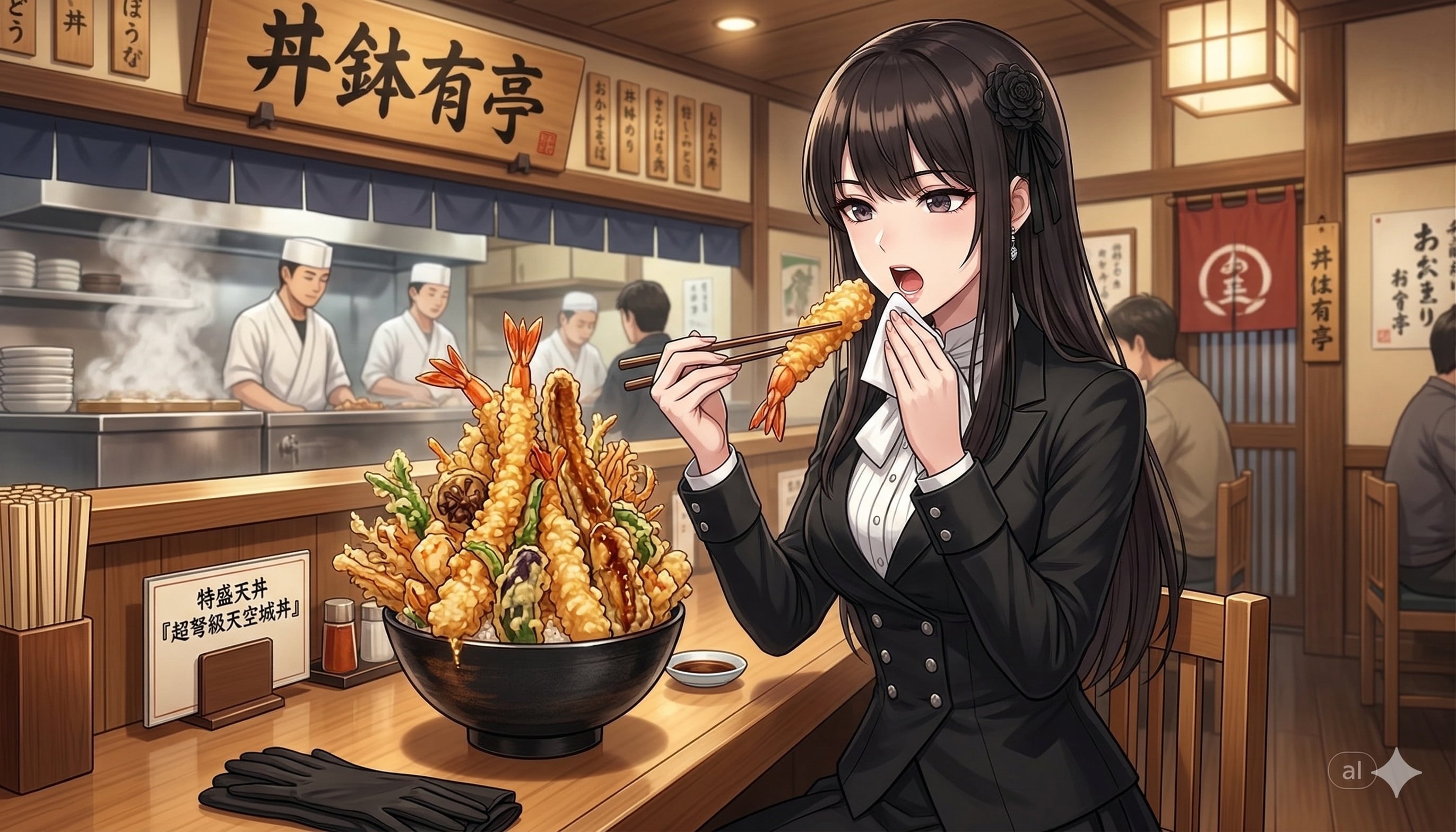 お昼は天丼 | の人気AIイラスト・グラビア