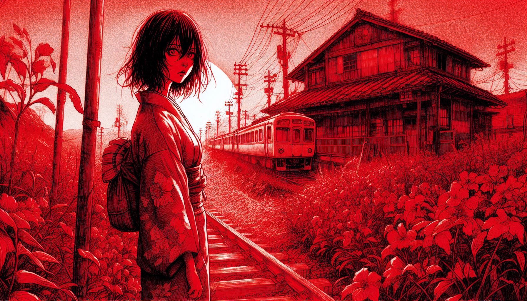 赤き異界！・・私的解釈の「きさらぎ駅とその周辺」 | の人気AIイラスト・グラビア