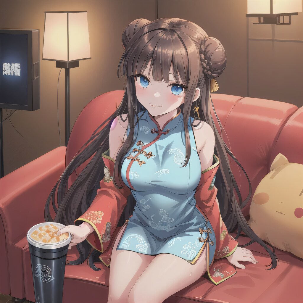 黒髪ツイン団子で中華服の少女１８