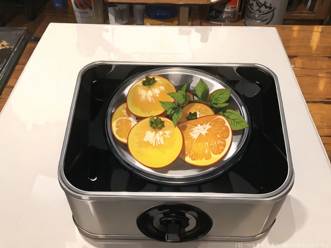 アルミ缶の上にあるみかん