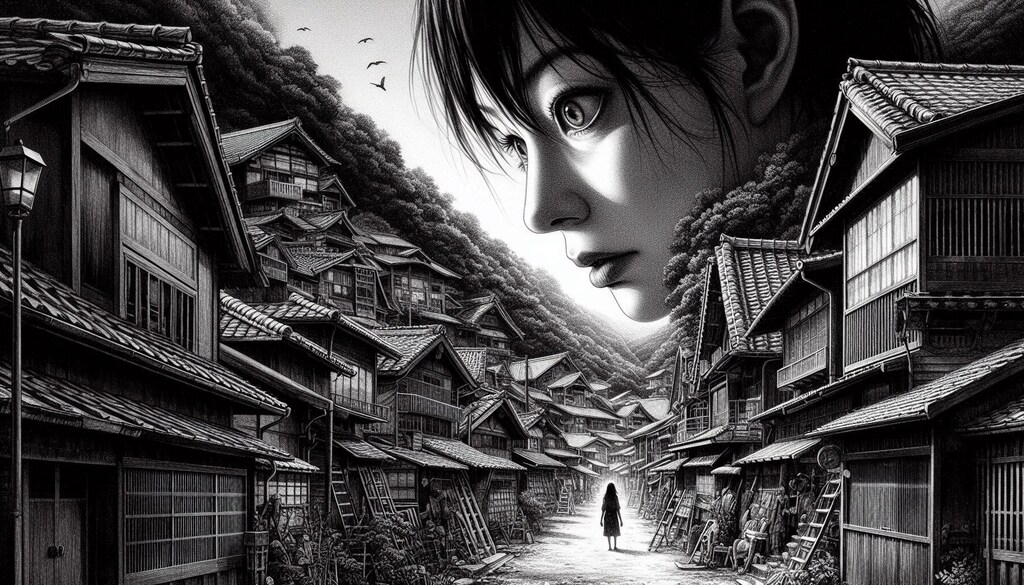 雰囲気ホラーならDalleちゃんにお任せ♪・・タイトルは「立ち寄ってはいけない時間が止まった村」