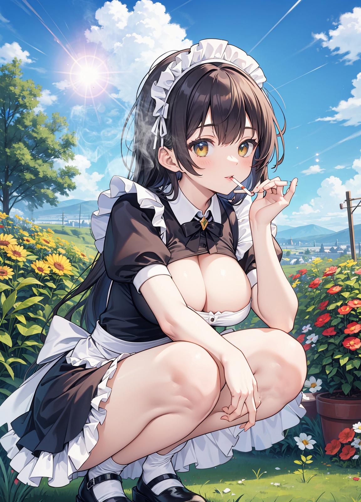 仕事サボり喫煙メイド