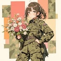 軍服と花束と女の子 4枚目