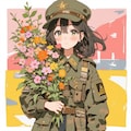 軍服と花束と女の子 8枚目