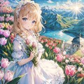 チューリップと少女 2枚目
