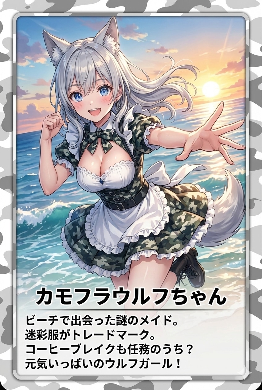 トレカのカモフラウルフちゃん🐺✨ | の人気AIイラスト・グラビア