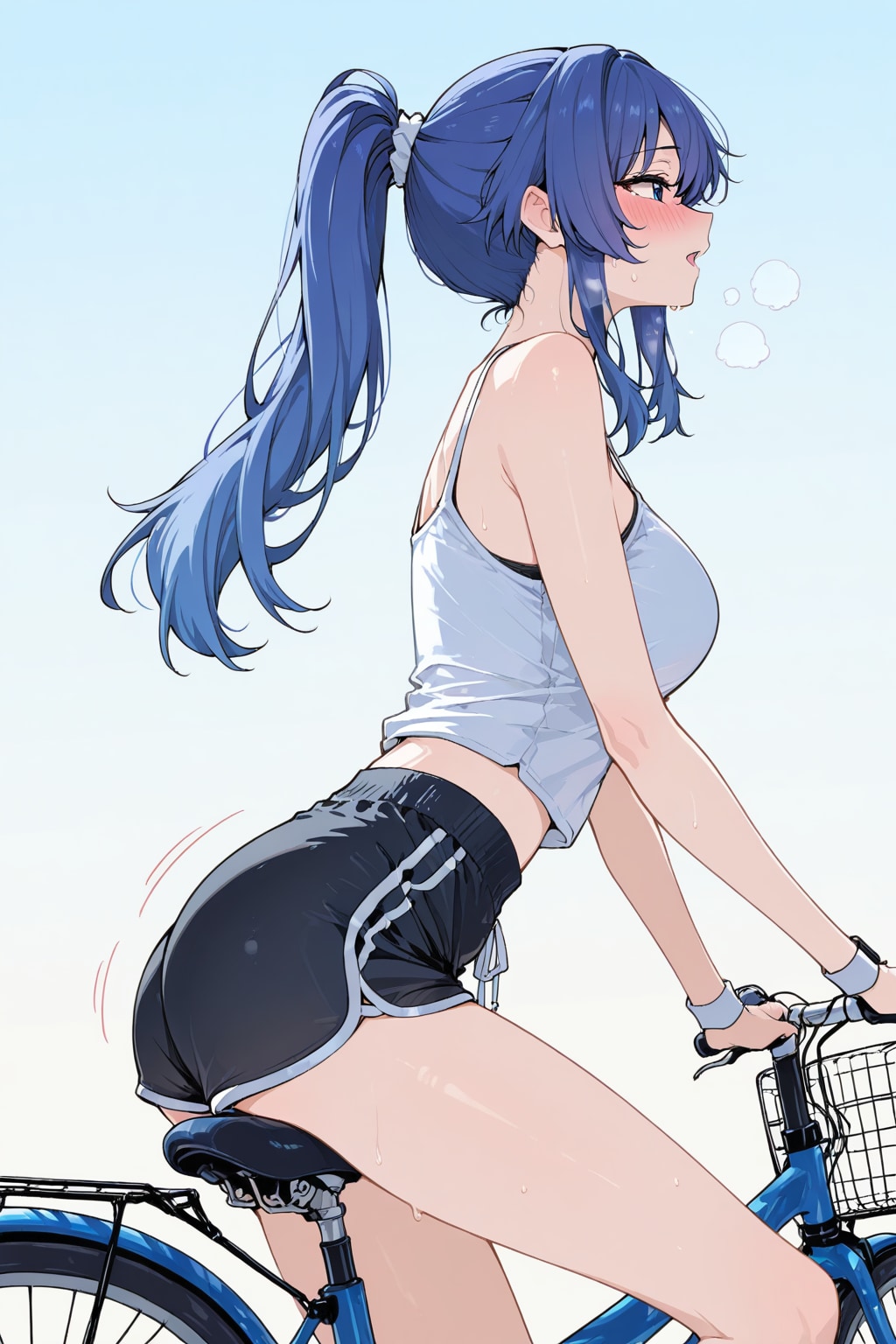 自転車のサドルに座る_APRICOT