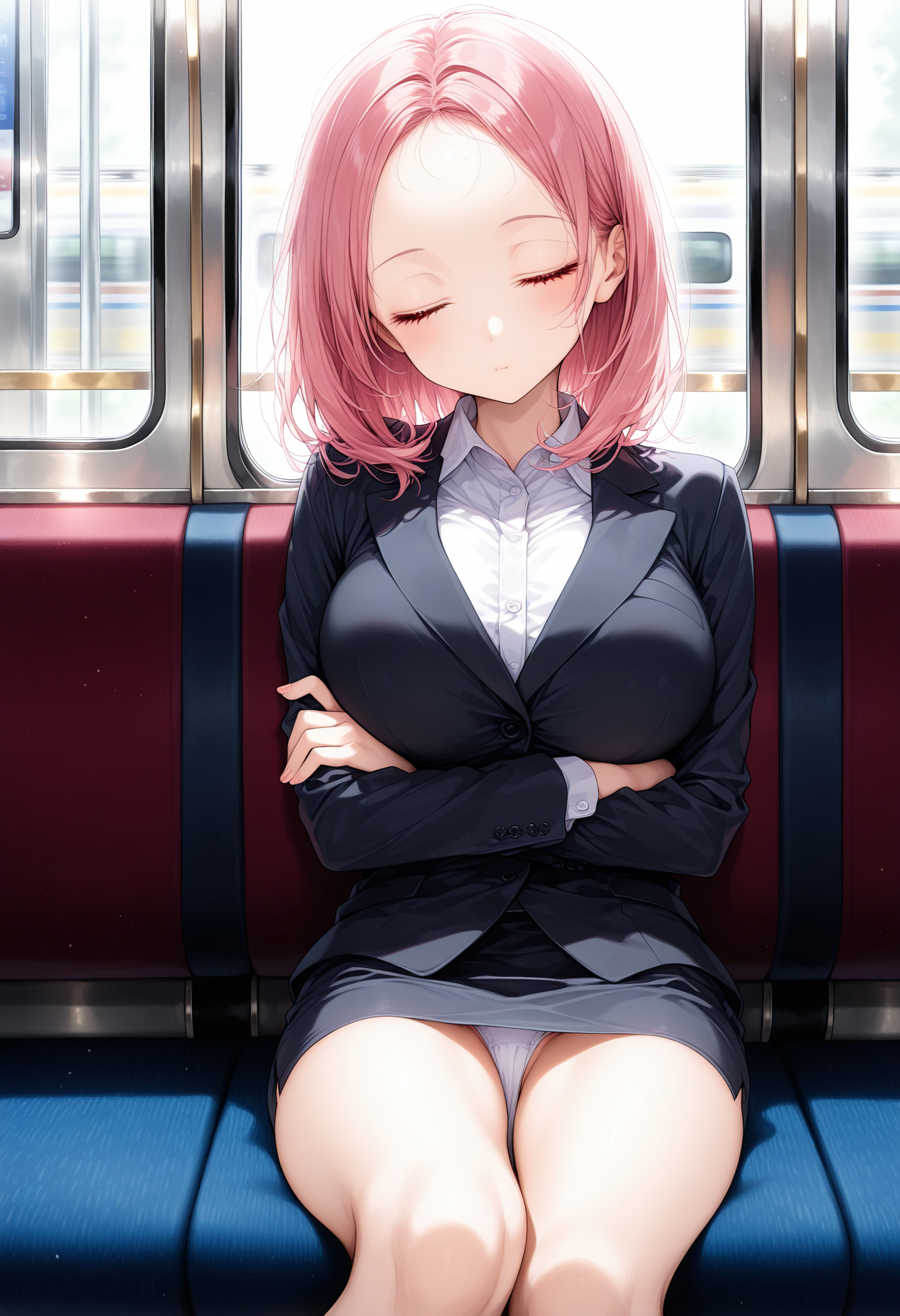 車内パンチラOL