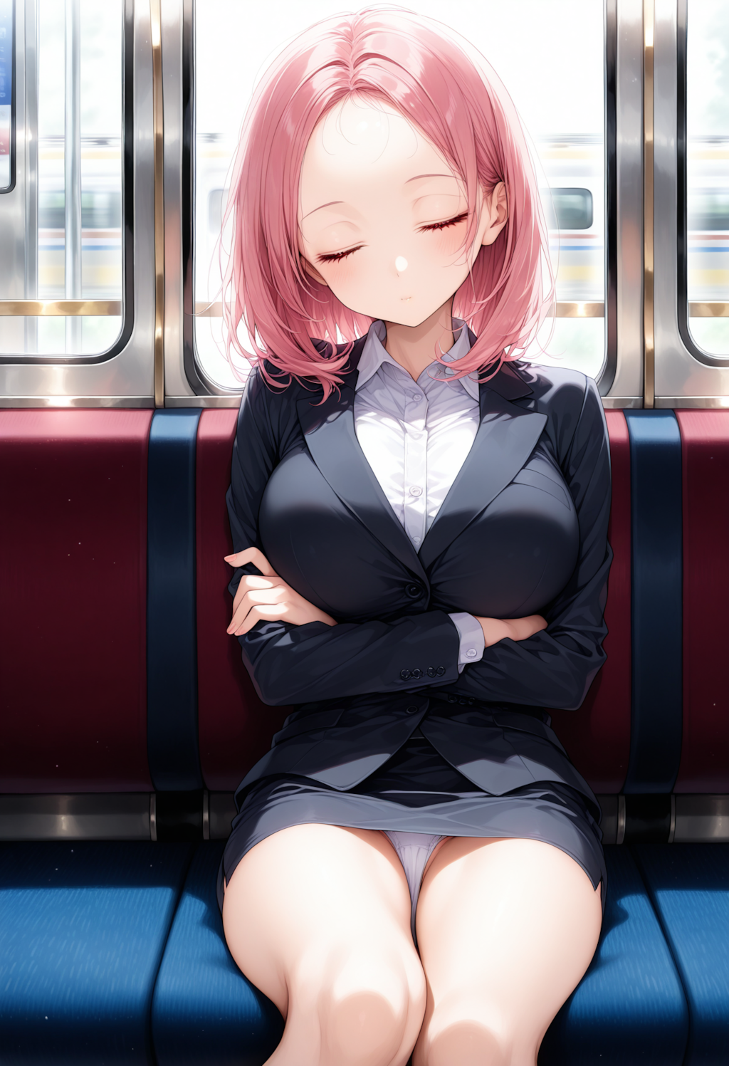 車内パンチラOL