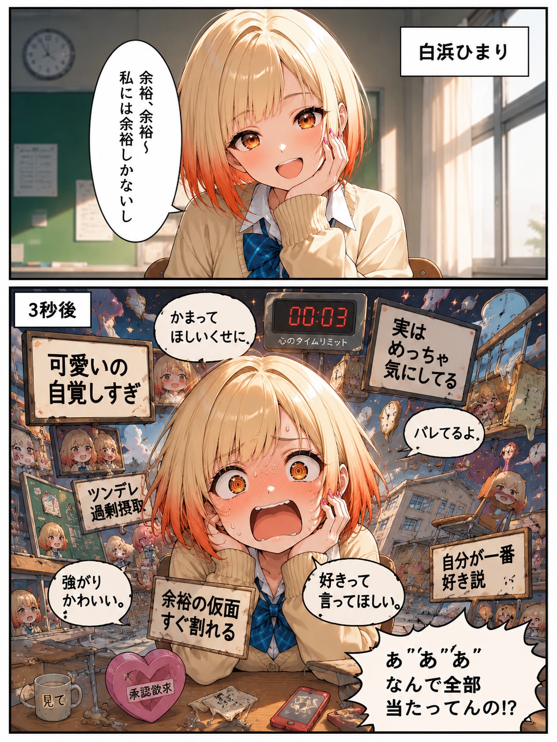 二コマ漫画。プロンプトお借りしました