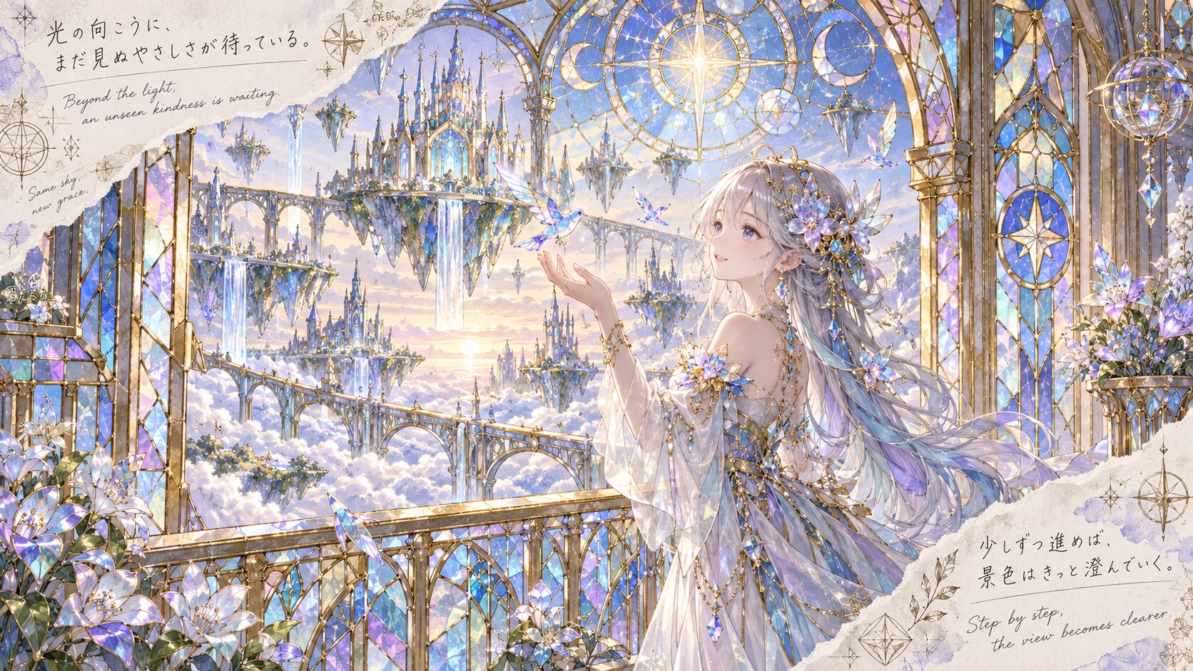 The City Beyond the Light  Beyond the light, an unseen kindness is waiting.  From a hall of stained | の人気AIイラスト・グラビア
