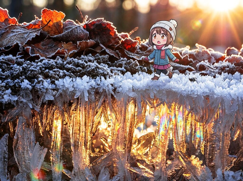 霜柱とマイクロちびちゃん