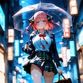 中野二乃、雨夜のネオン街。傘を傾けて、強がりながら待ってた 3枚目