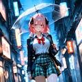 中野二乃、雨夜のネオン街。傘を傾けて、強がりながら待ってた 2枚目