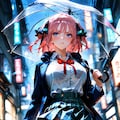 中野二乃、雨夜のネオン街。傘を傾けて、強がりながら待ってた 4枚目