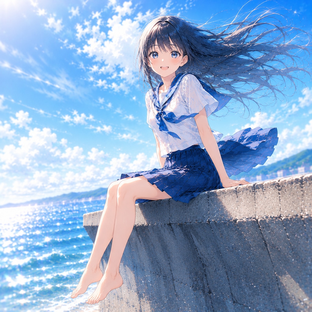 防波堤の少女