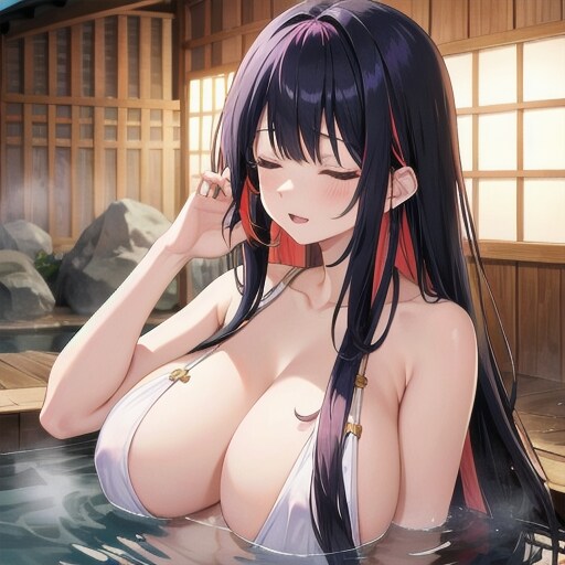 温泉に入っている女の子