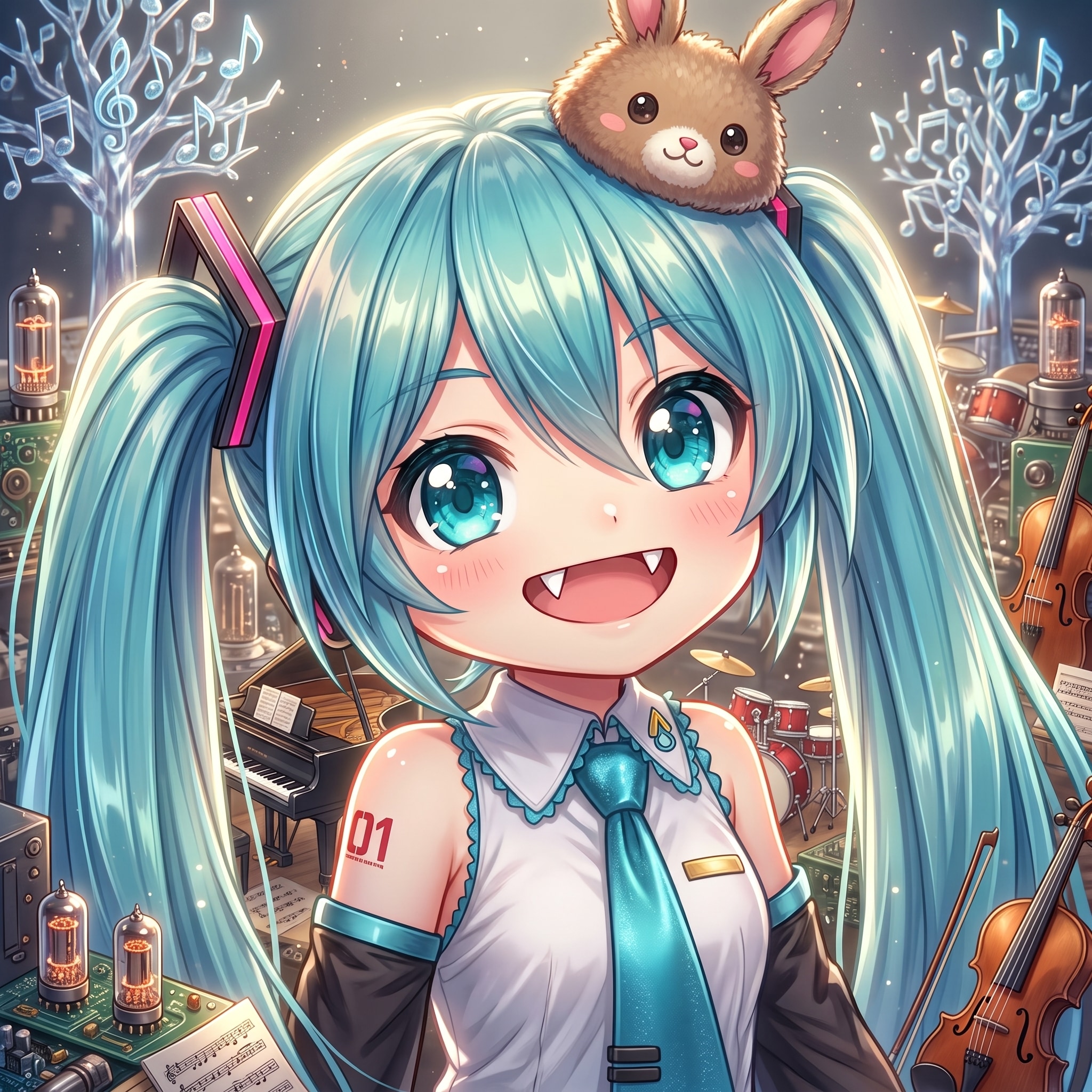 ウサギ帽子の歌姫　ミクちゃん🎵 | の人気AIイラスト・グラビア