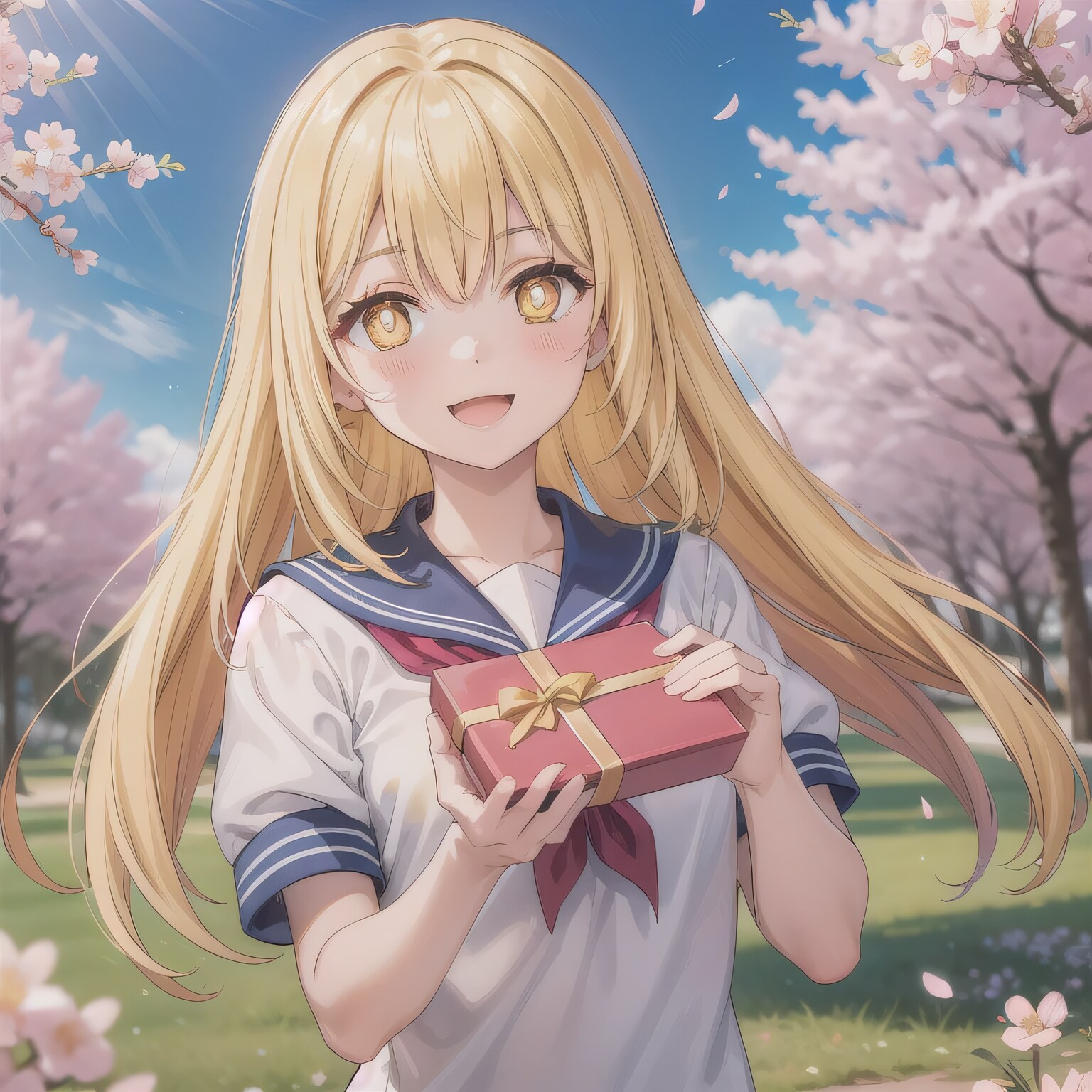 金髪ロングでセーラー服の少女１３ | の人気AIイラスト・グラビア