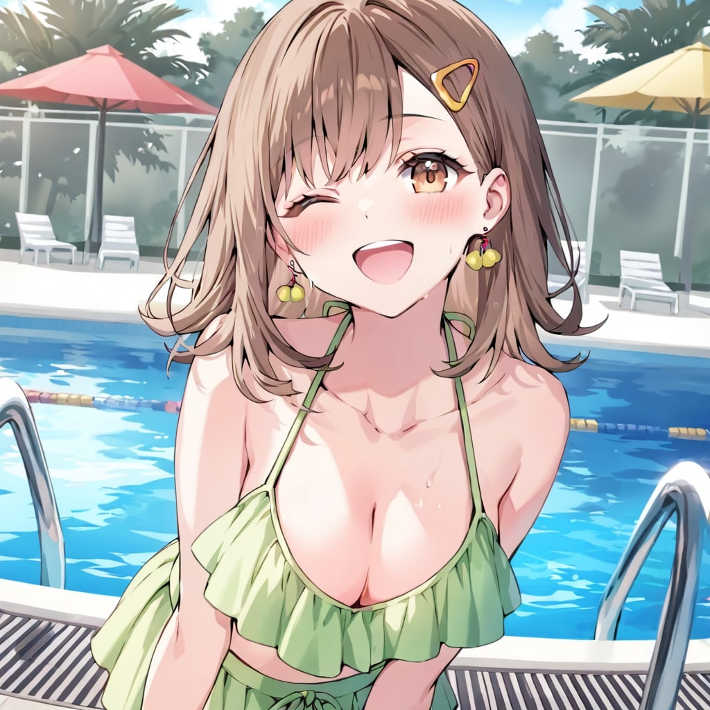 推し活ちゃん　緑ビキニ