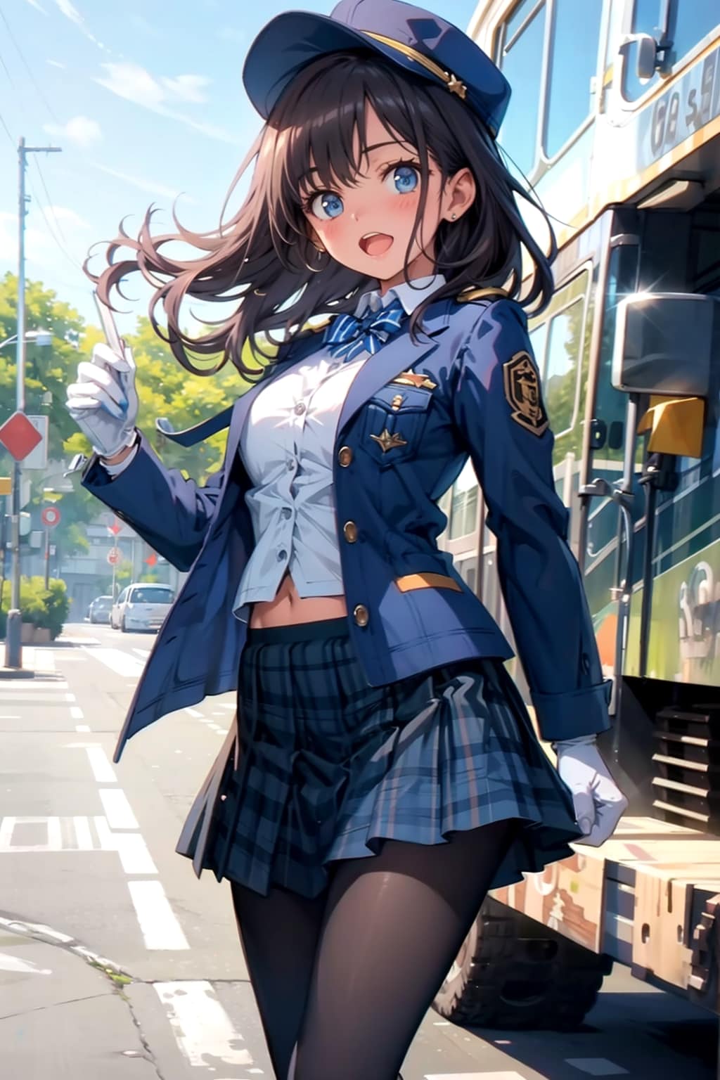 バスガイドさん？のフリをするJK | の人気AIイラスト・グラビア
