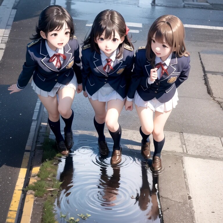 お兄ちゃん　あちこち水たまりだらけだよ～っ | の人気AIイラスト・グラビア