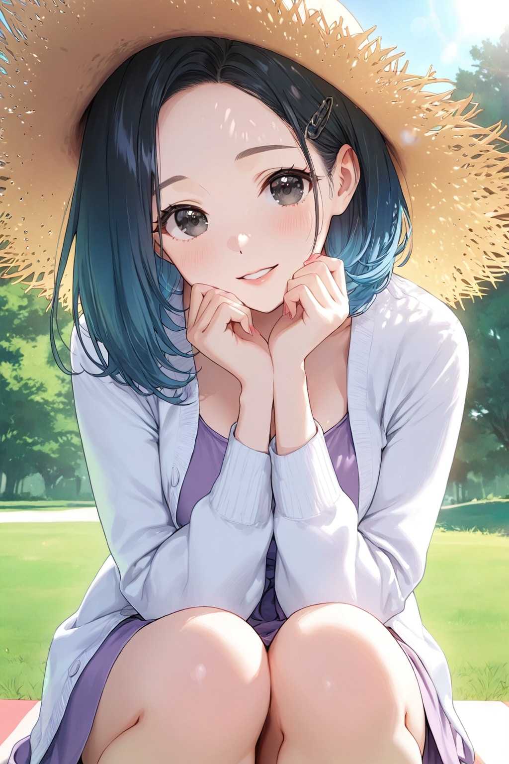 ライラックっぽい色のワンピースでお散歩しちゃう女子