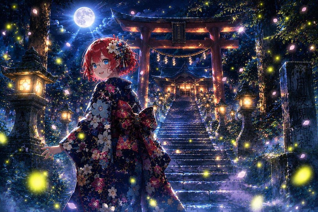 蛍舞う月夜見神社