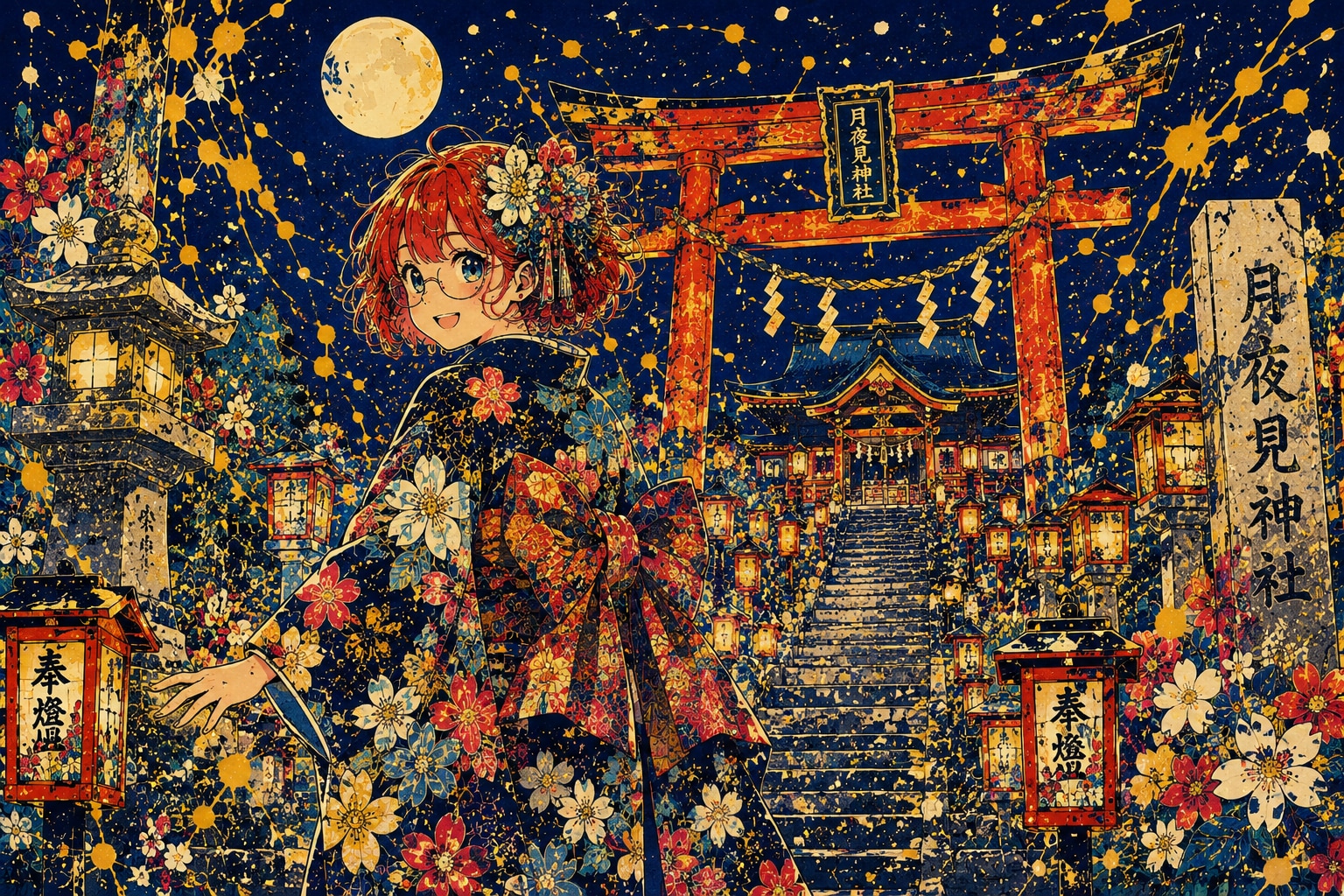 蛍舞う月夜見神社