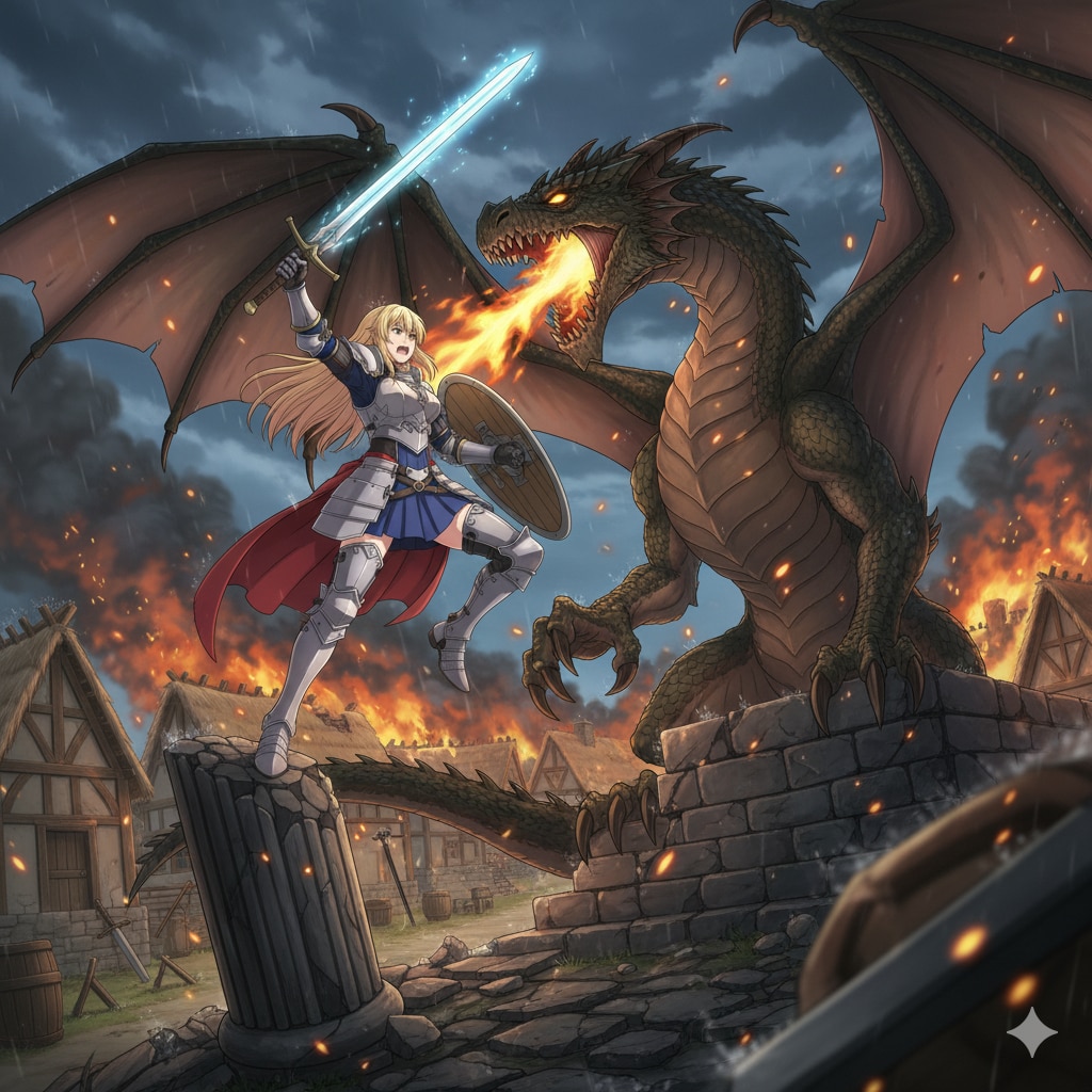 レッサードラゴンとの戦い | の人気AIイラスト・グラビア